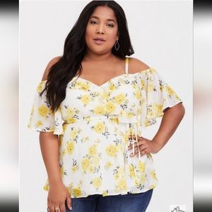 Torrid Chiffon Cold Shoulder Blouse Size 1